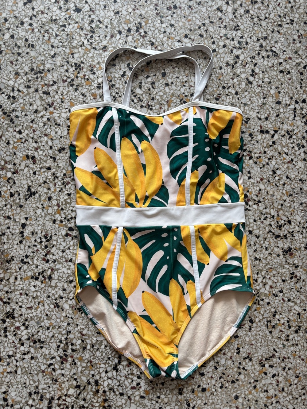 Lime Ricki One piece swimsuit Monstera Banana print Sz XL